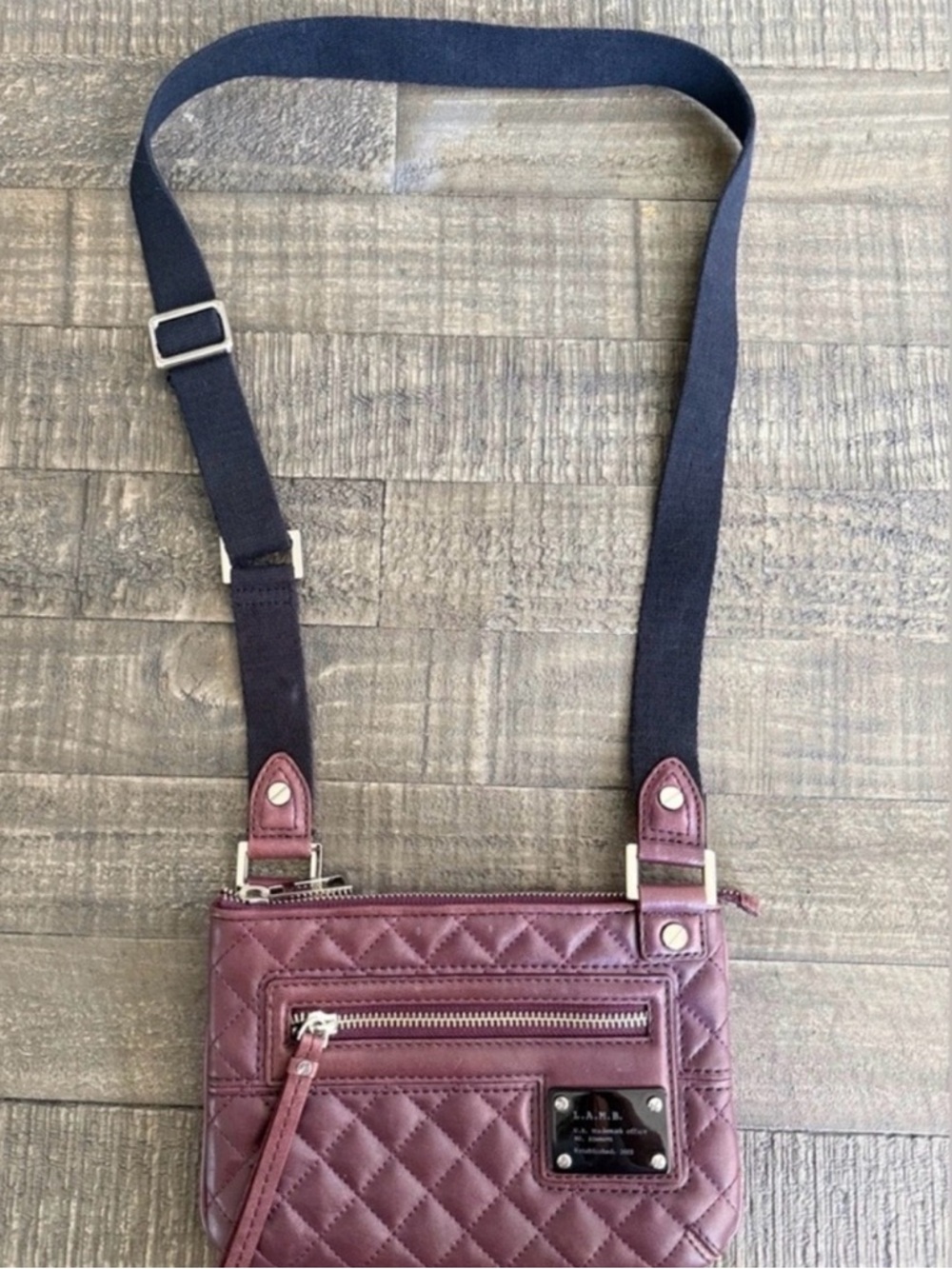 L.A.M.B by Gwen Stefani Burgundy Quilted Leather Crossbody Y2K Bag RARE Vintage